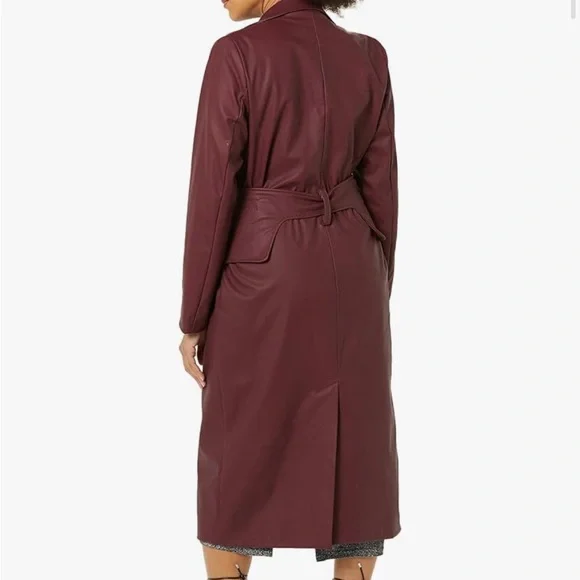TEREA Elegant Burgundy Trench Coat NWT - Picture 4 of 9